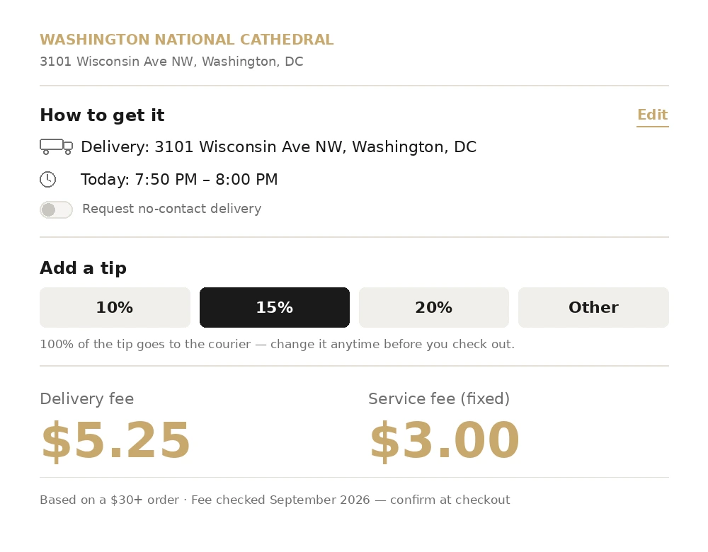 Sashimi DC delivery cart view example near Washington National Cathedral
