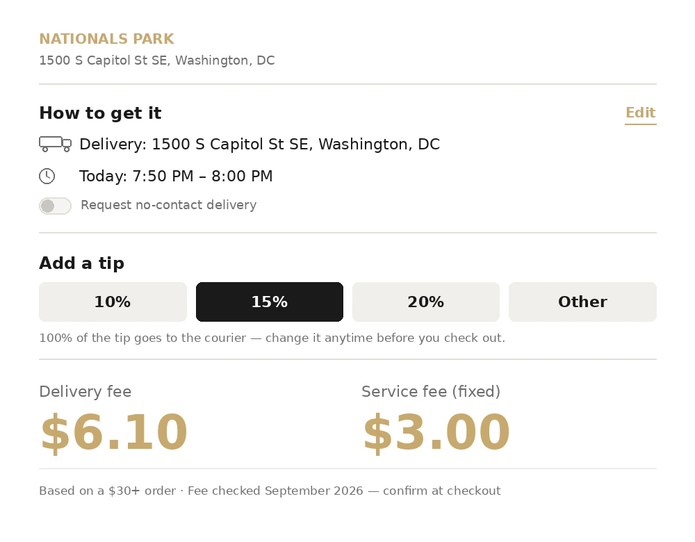 Sashimi DC delivery cart view example near Nationals Park
