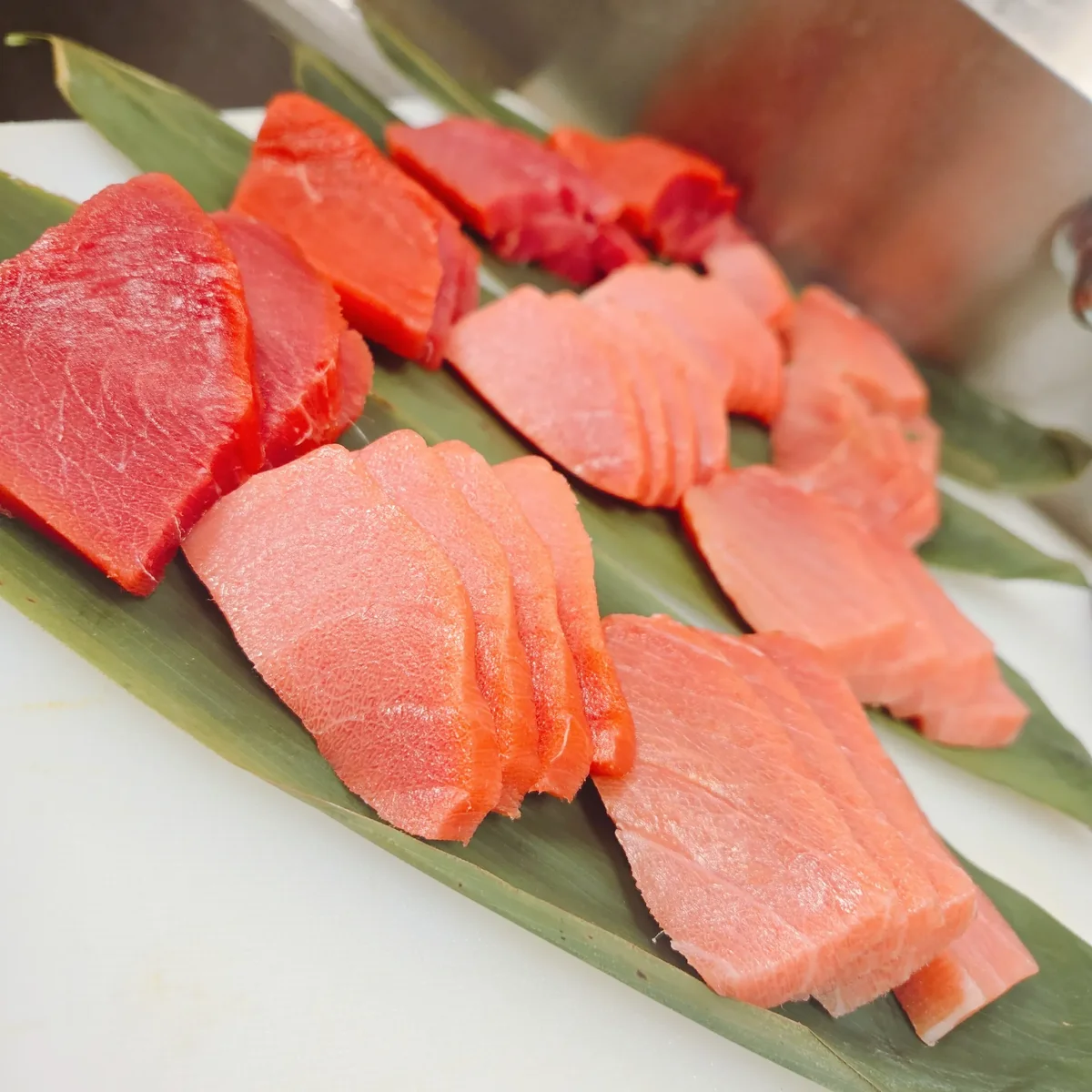 Nagasaki Bluefin Tuna — Akami, Chutoro, and Otoro (left to right), Sashimi DC Washington DC