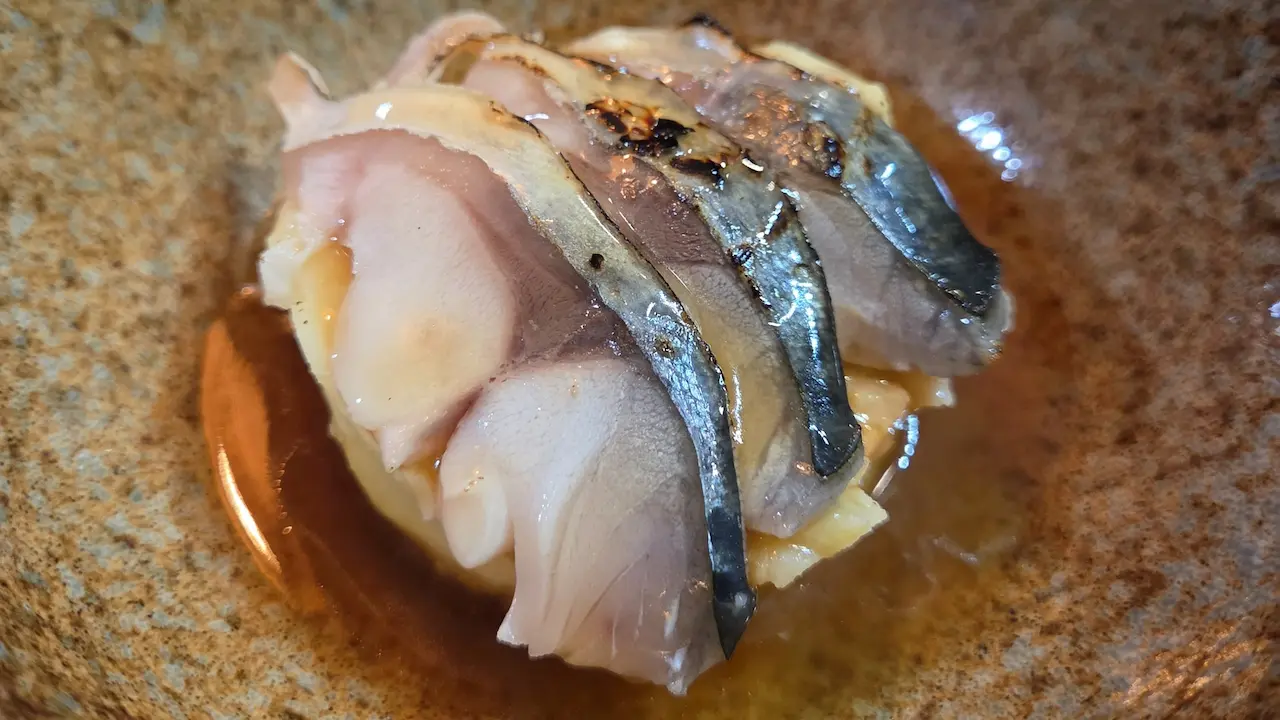 Aburi Saba on miso mashed potatoes with dashi sauce &mdash; Sashimi DC October 21, 2026 update
